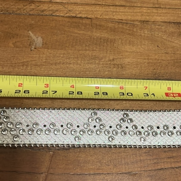 Western white rhinestone belt, see video of length.